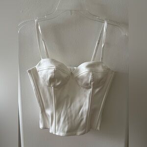 Aritzia “Ten” White Satin Bustier Top
